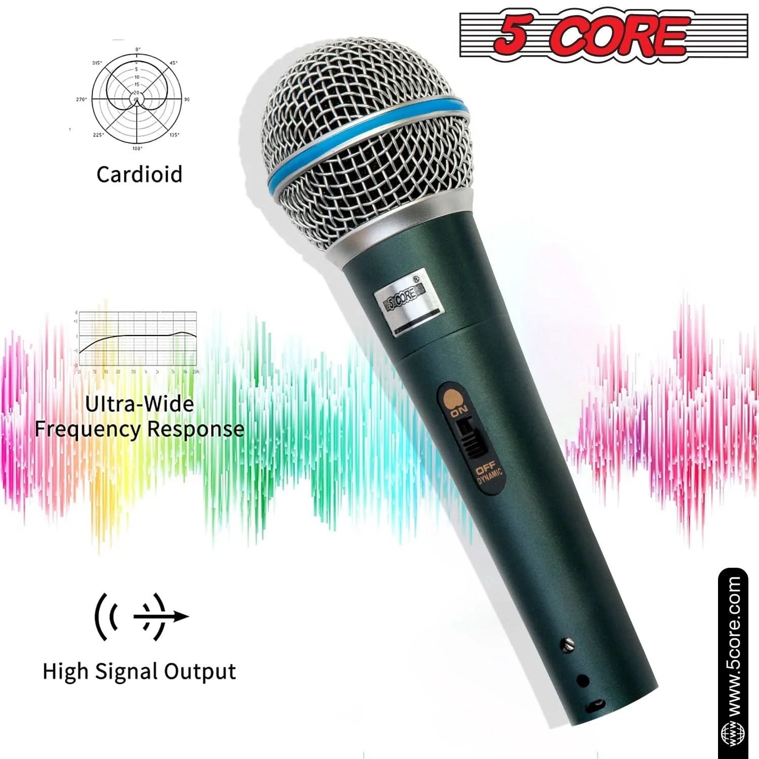 5Core XLR Microphone Dynamic Mic Karaoke Singing Studio Mics Handheld Microfono