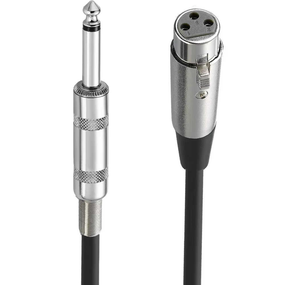 1/4''Jack 6.5Mm Male to XLR Female Microphone Mono Cable Foil+Braided Shielded 1.8M 3M 5M 10M