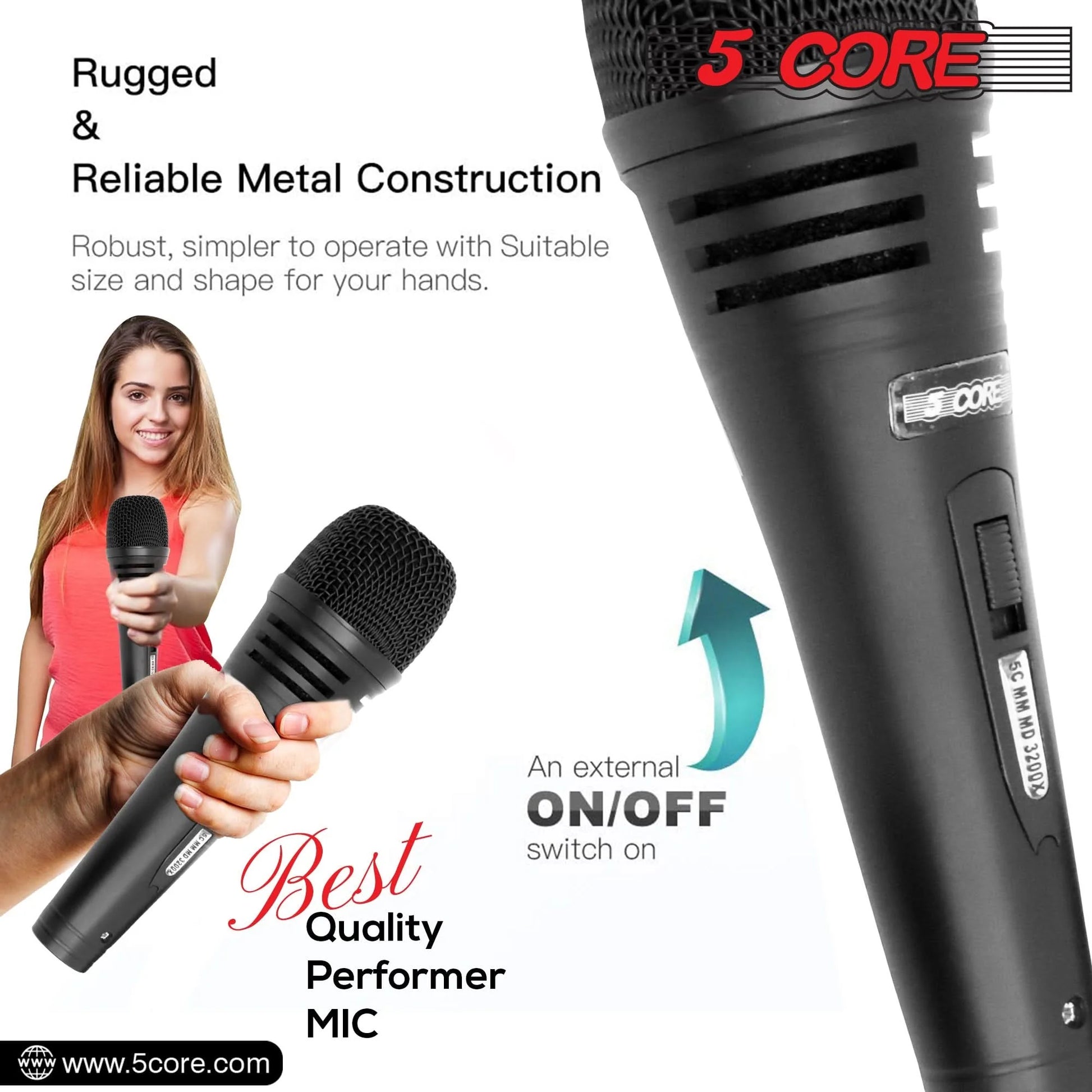 5Core XLR Microphone Dynamic Mic Karaoke Singing Studio Microfono Handheld Mics