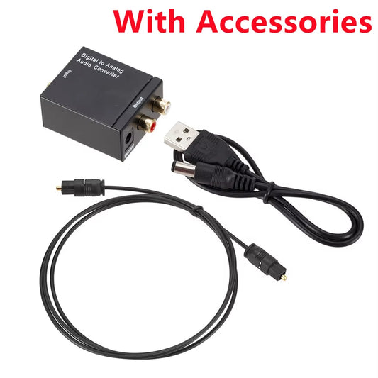 Digital to Analog Audio Converter Digital Optical Coax Coaxial Toslink to Analog RCA L/R Audio Converter Adapter Amplifier