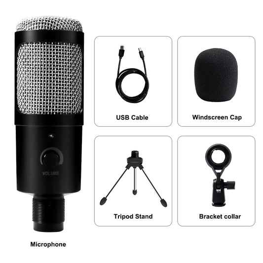 USB Microphone Condenser D80 Recording Microphone with Stand and Ring Light for PC Karaoke Streaming Podcasting for Youtube