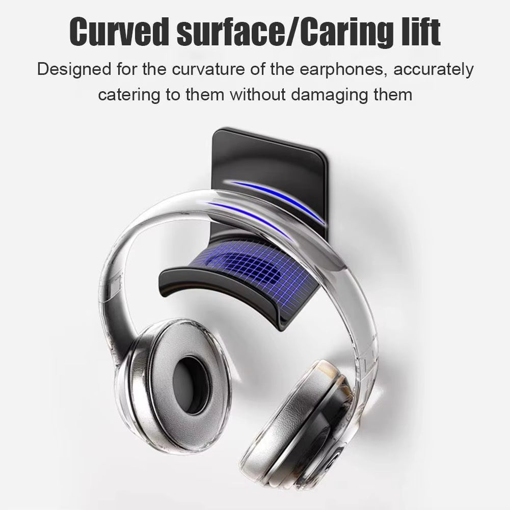 Universal Headphone Stand Adhensive Plastic Wall Mount Hanger under Desk Headset Rack Holder Support for Gaming Earphone Bracket