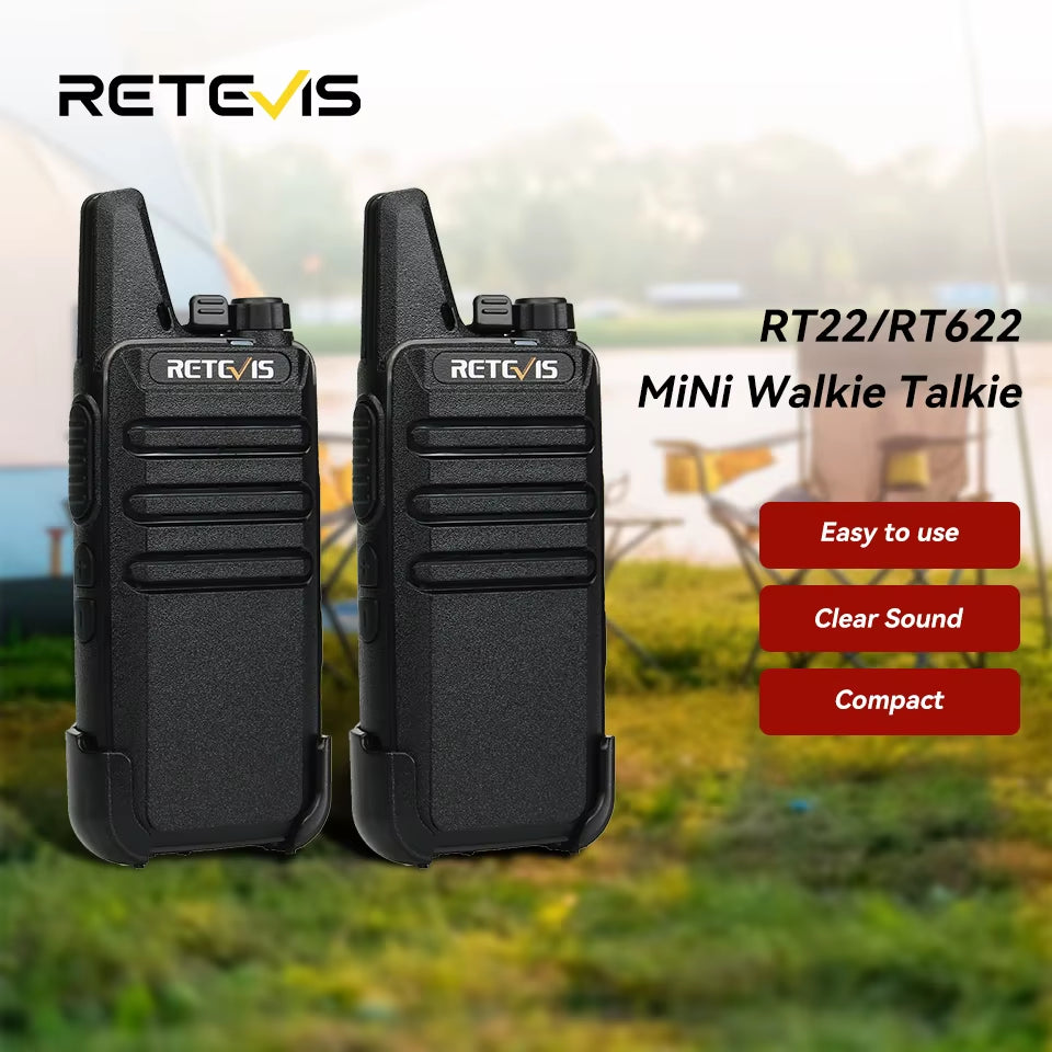 2 Pcs Mini Walkie Talkie PMR 446 Portable Two-Way Radio Ht PTT Walkie-Talkies RT622 Portable Radio for Hunting Cafe RT22