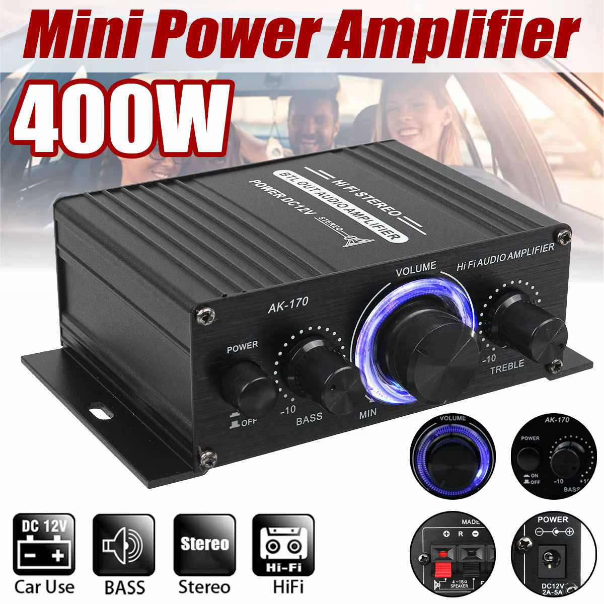 AK380/AK370/AK170 Power Amplifier Audio Karaoke Home Theater Amplifier 2 Channel Bluetooth Class D Amplifier USB/SD AUX Input