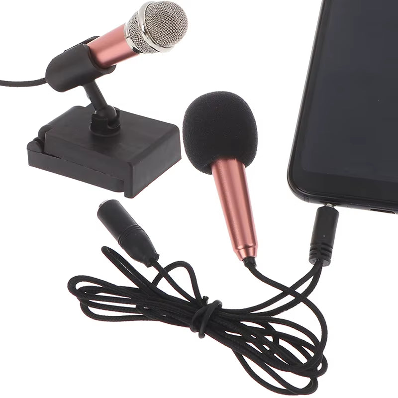 Portable 3.5Mm Stereo Studio Mic KTV Karaoke Mini Microphone for Cell Phone PC Mic Size: App.5.5Cm*1.8Cm