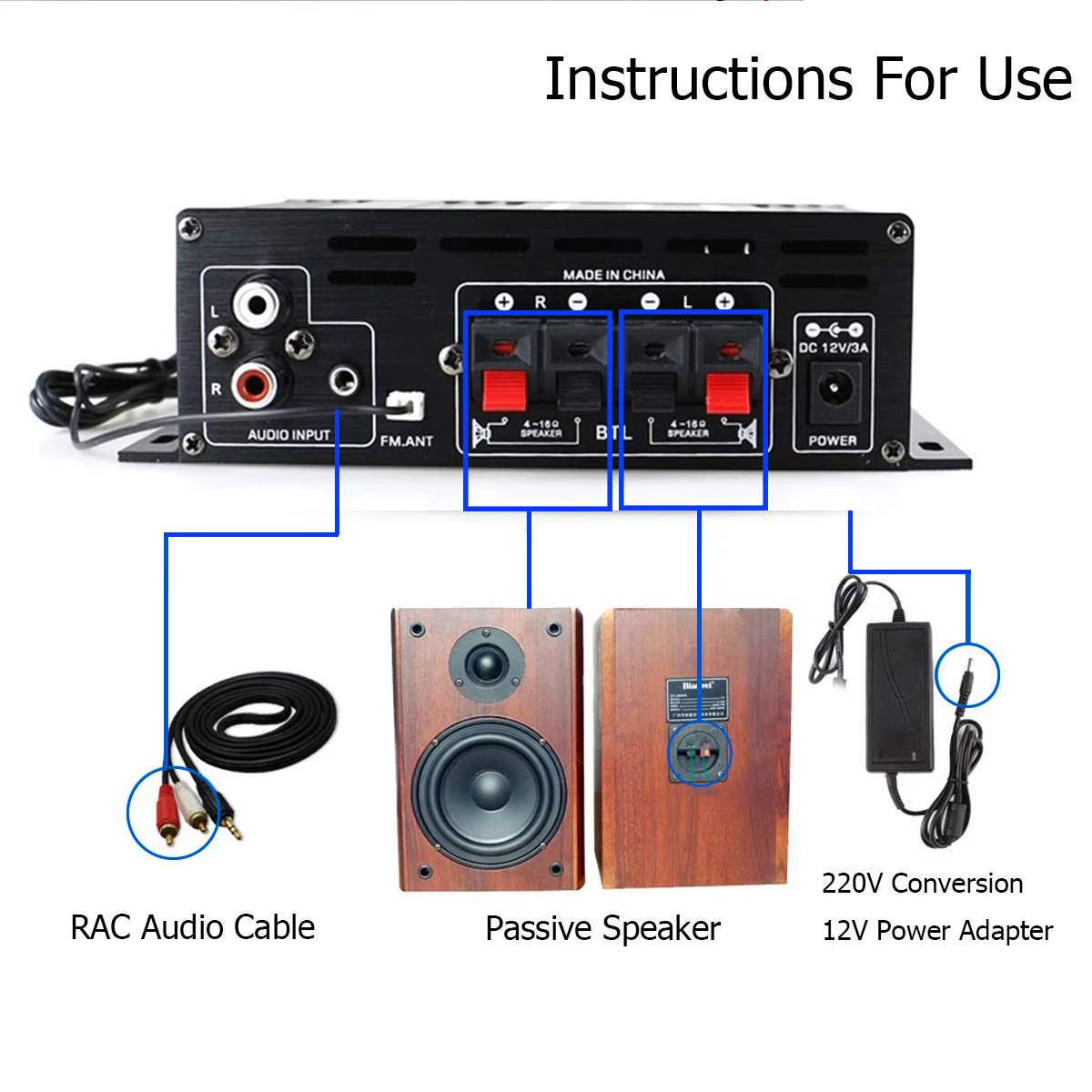 AK380/AK370/AK170 Power Amplifier Audio Karaoke Home Theater Amplifier 2 Channel Bluetooth Class D Amplifier USB/SD AUX Input