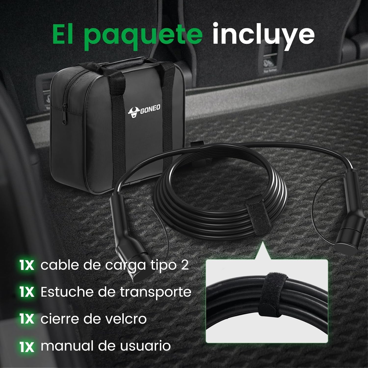 GONEO Cable De Carga Tipo 2 22Kw 5M 32A Mode 3 Cable De Carga Para Coche Eléctrico Tipo 2 Y 3 Fases Para E Auto EV/PHEV Tipo 2 a Tipo 2 Cable Carga Coche Electrico Con Bolsa De Transporte