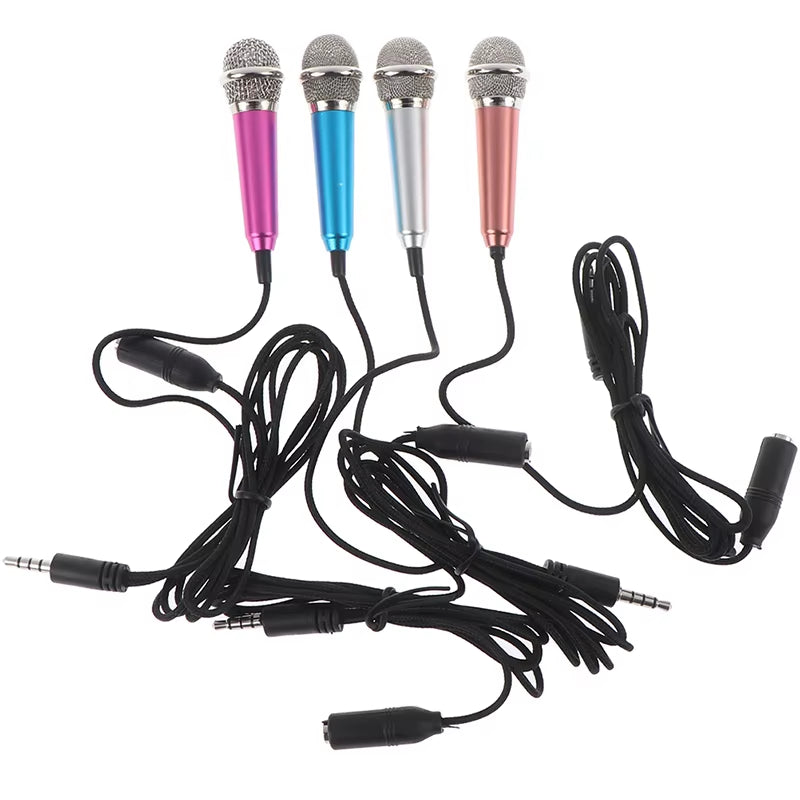 Portable 3.5Mm Stereo Studio Mic KTV Karaoke Mini Microphone for Cell Phone PC Mic Size: App.5.5Cm*1.8Cm