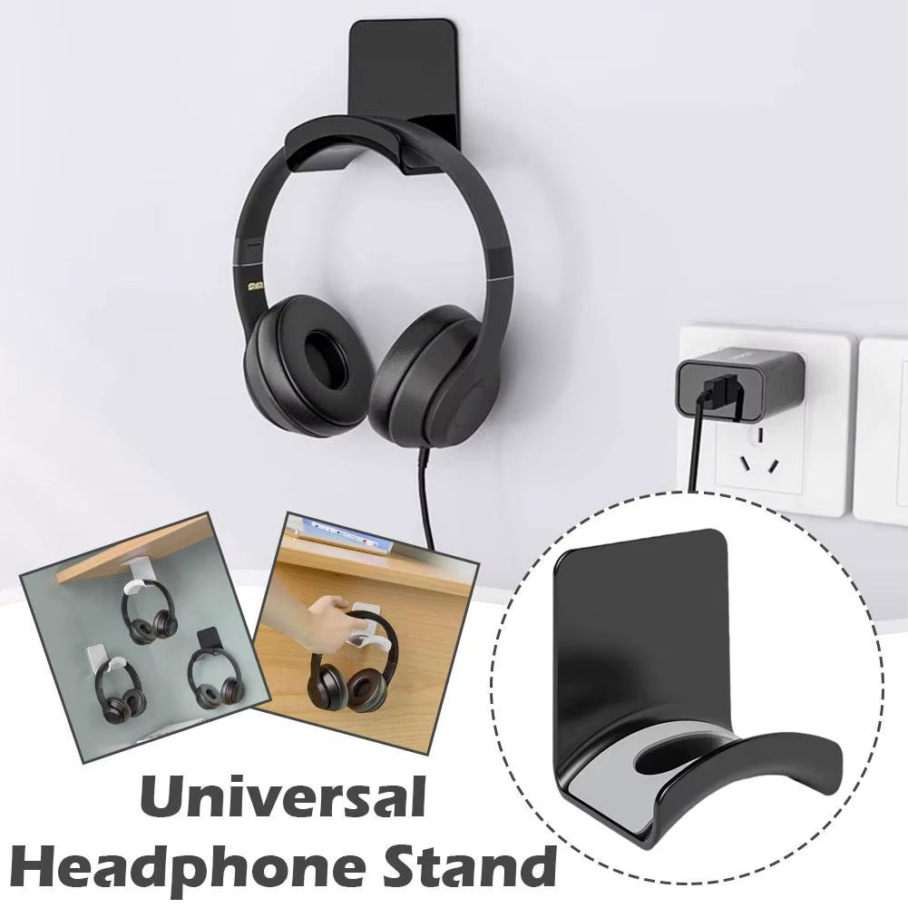 Universal Headphone Stand Adhensive Plastic Wall Mount Hanger under Desk Headset Rack Holder Support for Gaming Earphone Bracket