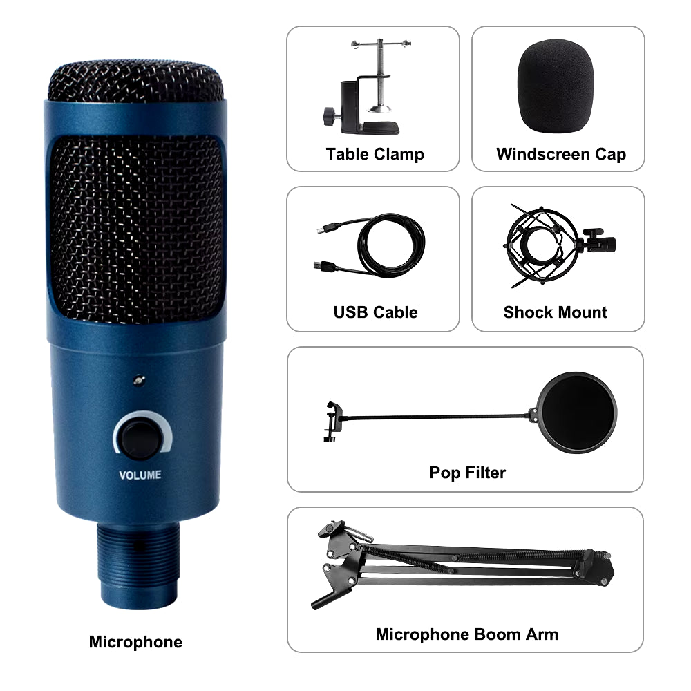 USB Microphone Condenser D80 Recording Microphone with Stand and Ring Light for PC Karaoke Streaming Podcasting for Youtube