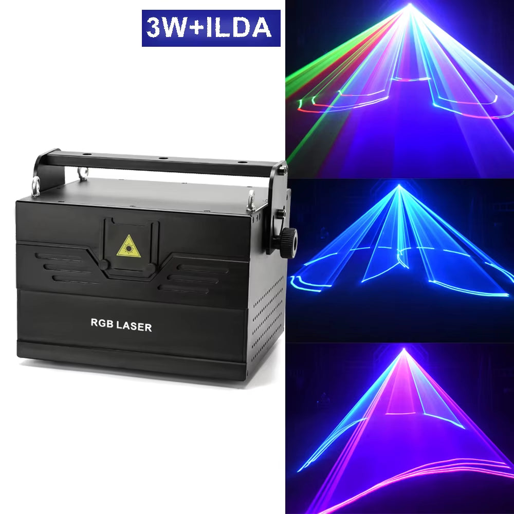 3W ILDA 3D Scan Stage Laser Light Wedding Party Professional Device Club DJ Disco Animation Strong Beam Pojector