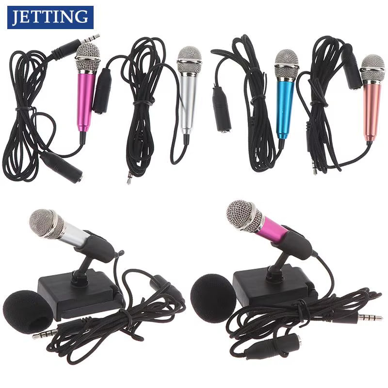 Portable 3.5Mm Stereo Studio Mic KTV Karaoke Mini Microphone for Cell Phone PC Mic Size: App.5.5Cm*1.8Cm