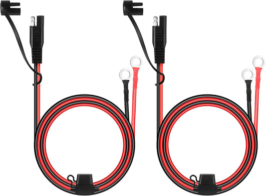 2Pcs Cable De Conexión SAE 15V-20V Cables De Carga Para Motocicleta Cable De Extensión De Batería, Con Terminal De Anillo, Rápida Conexión Y Desconexión Para Automóvil(Negro,Rojo)