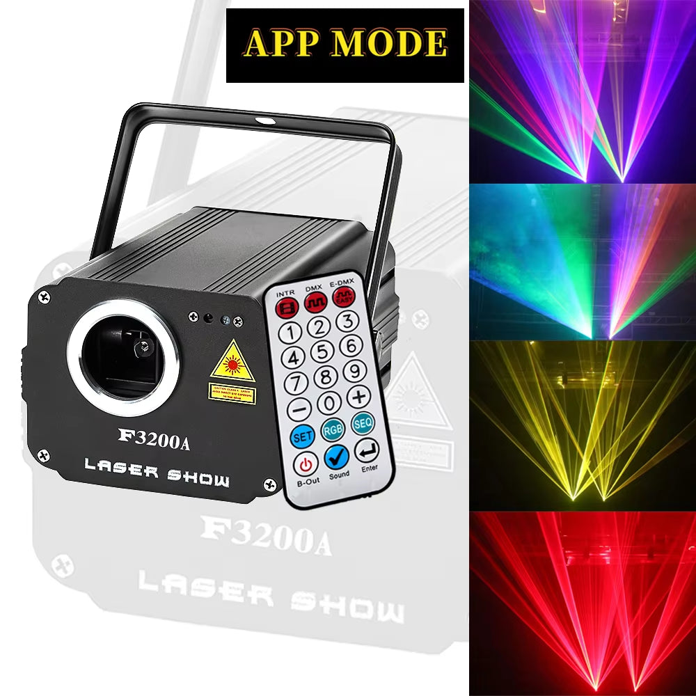 Newest 2.2W Remote APP DJ Laser Disco Stage Lighting Wedding Birthday Party Projector