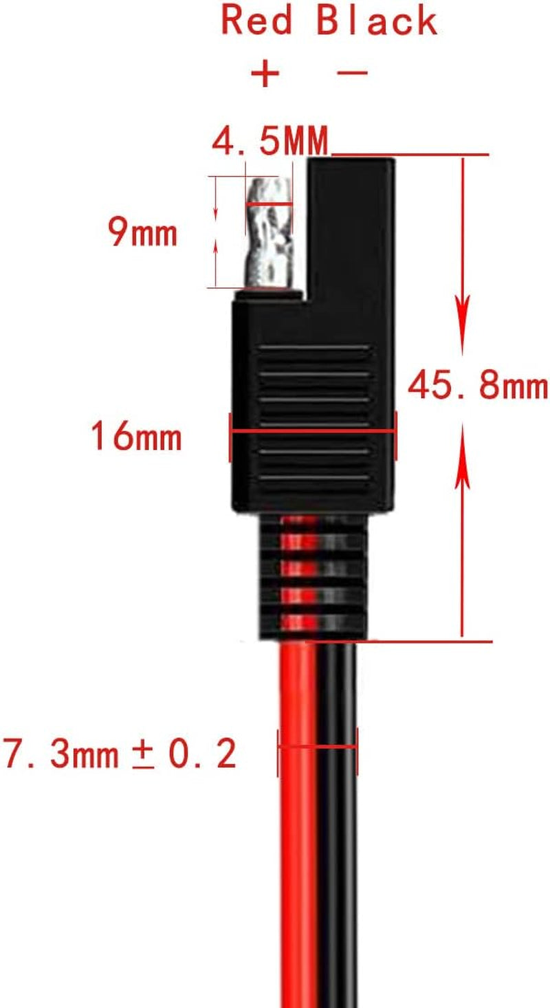 Liwinting SAE Y Splitter 1 a 2 Cable De Extensión SAE Cable De Extensión SAE Cable Fotovoltaico De Célula Solar Cable De Extensión Macho a Hembra Bullet SAE One Point Two 14AWG 60Cm