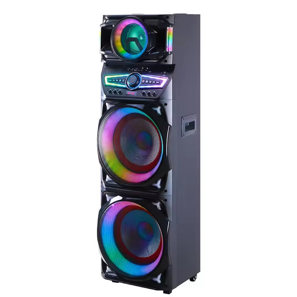 Karaoke Big Boombox Outdoor Dj Party Double 15 Inch Portable Trolley Speaker Super Microphone System Sound Music Partybox