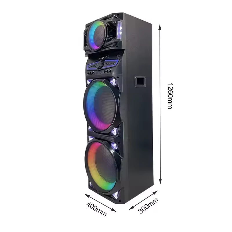 Karaoke Big Boombox Outdoor Dj Party Double 15 Inch Portable Trolley Speaker Super Microphone System Sound Music Partybox