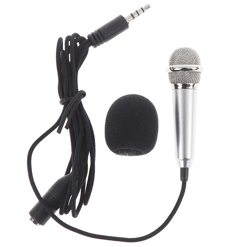 Portable 3.5Mm Stereo Studio Mic KTV Karaoke Mini Microphone for Cell Phone PC Mic Size: App.5.5Cm*1.8Cm