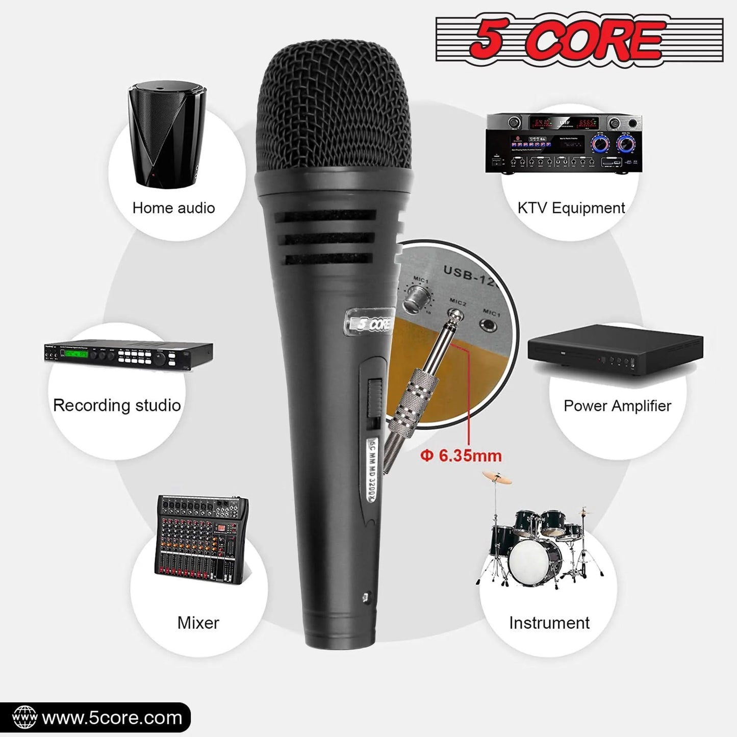 5Core XLR Microphone Dynamic Mic Karaoke Singing Studio Microfono Handheld Mics