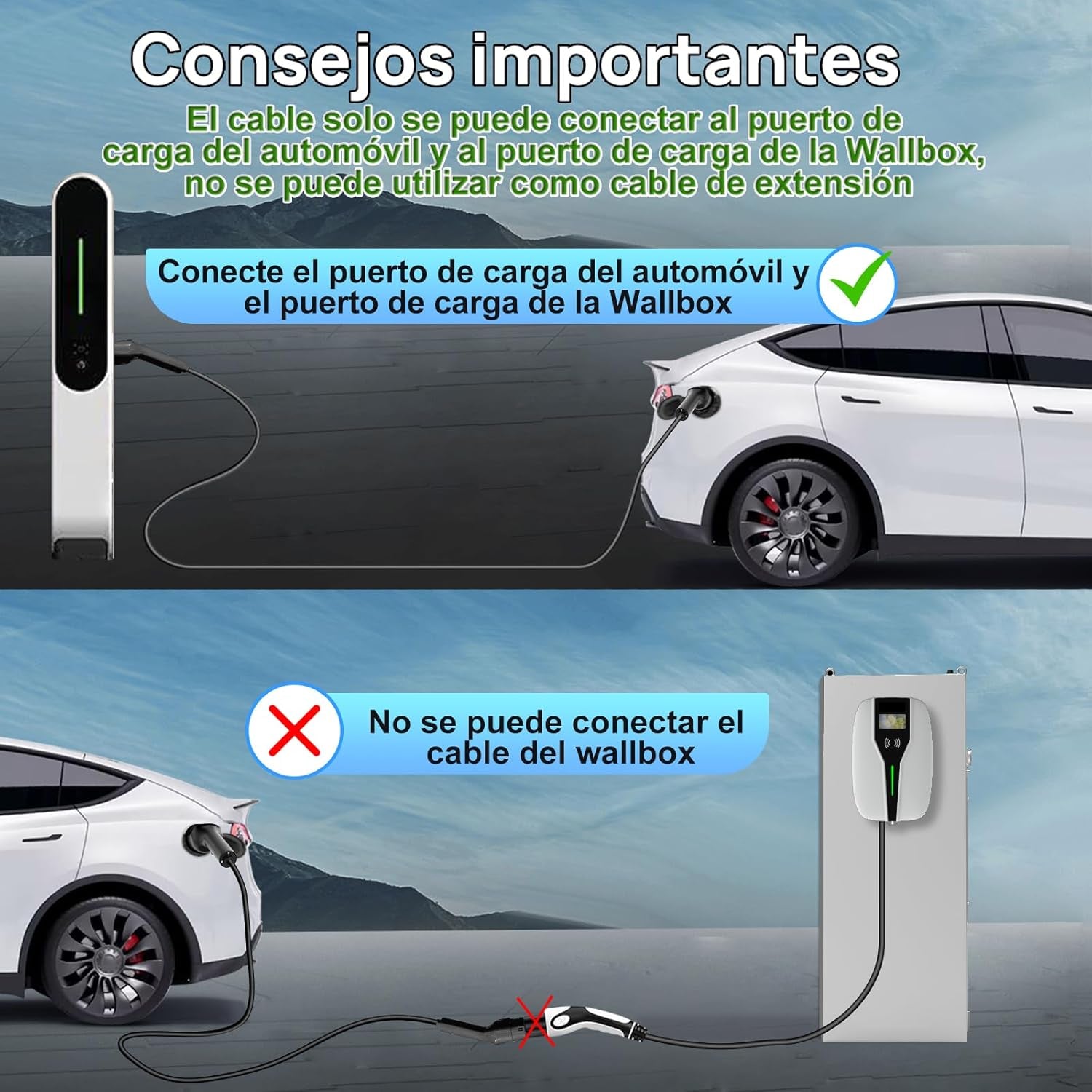 GONEO Cable De Carga Tipo 2 22Kw 5M 32A Mode 3 Cable De Carga Para Coche Eléctrico Tipo 2 Y 3 Fases Para E Auto EV/PHEV Tipo 2 a Tipo 2 Cable Carga Coche Electrico Con Bolsa De Transporte