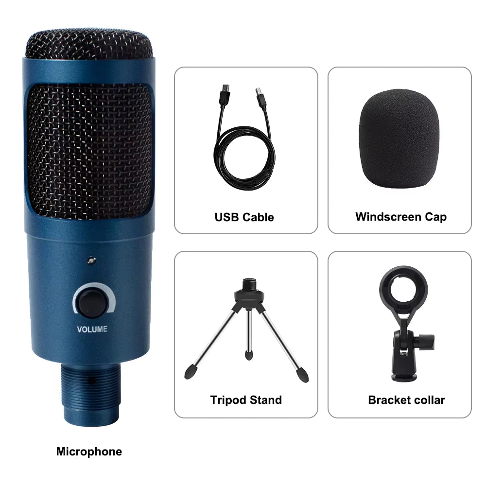 USB Microphone Condenser D80 Recording Microphone with Stand and Ring Light for PC Karaoke Streaming Podcasting for Youtube