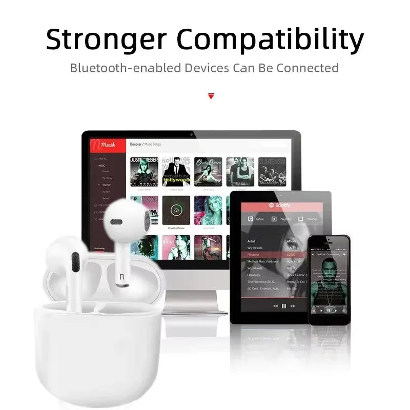 Pro4 TWS Bluetooth Earphone 9D Stereo Wireless Headphone In-Ear Hifi Earbud Handsfree Headset with Microphone for Xiaomi Iphone