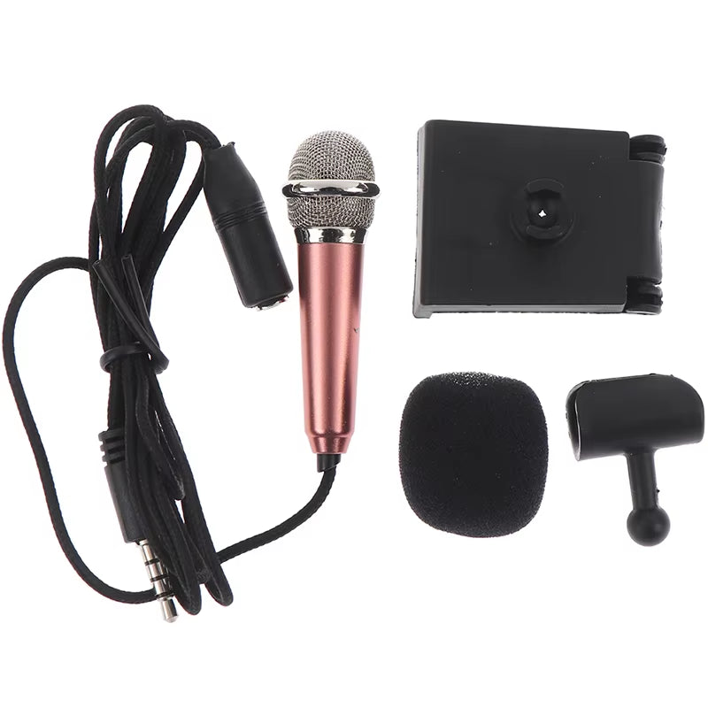 Portable 3.5Mm Stereo Studio Mic KTV Karaoke Mini Microphone for Cell Phone PC Mic Size: App.5.5Cm*1.8Cm