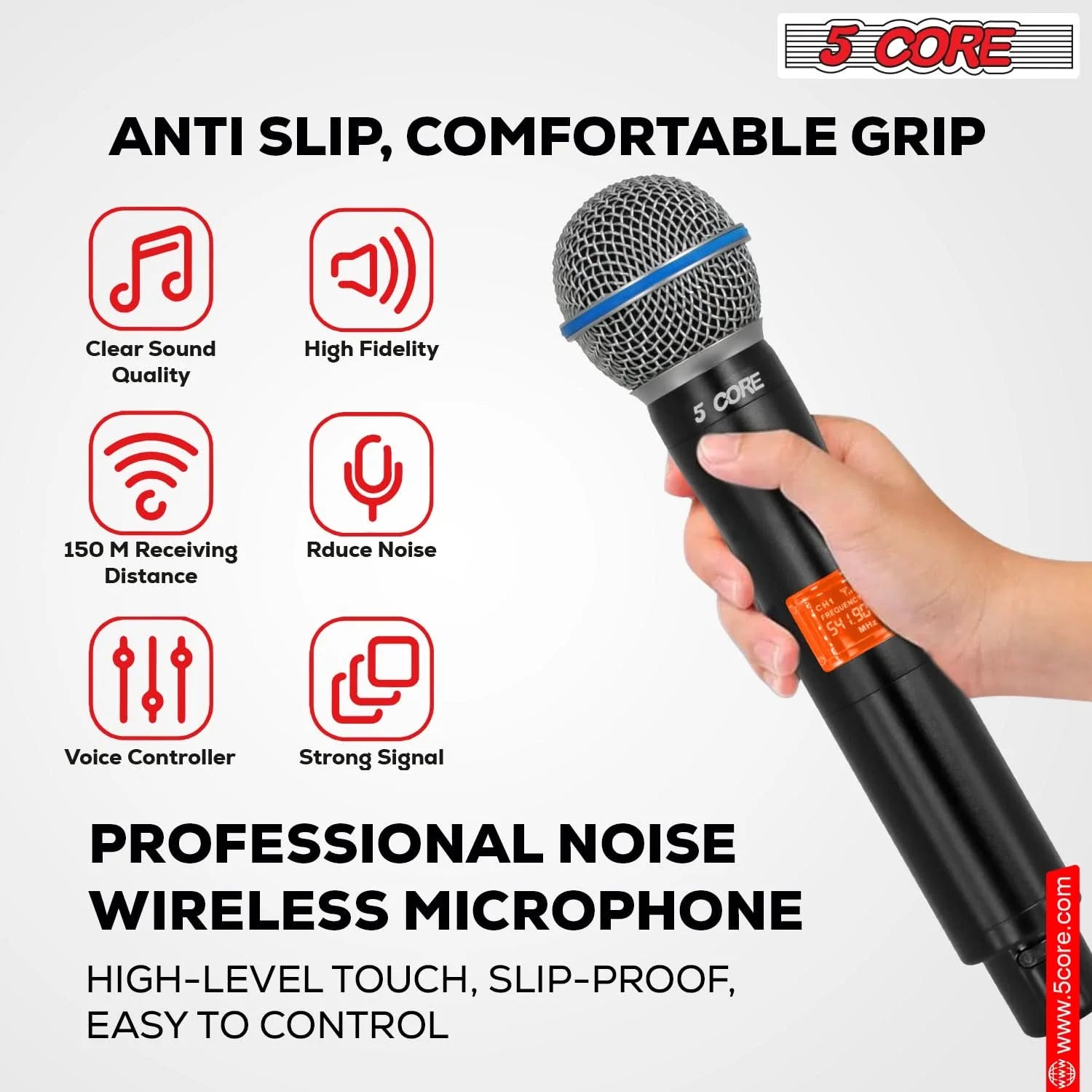 5Core Wireless Microphones 8 Channel Karaoke Professional UHF Singing Mic System Cordless Microfonos