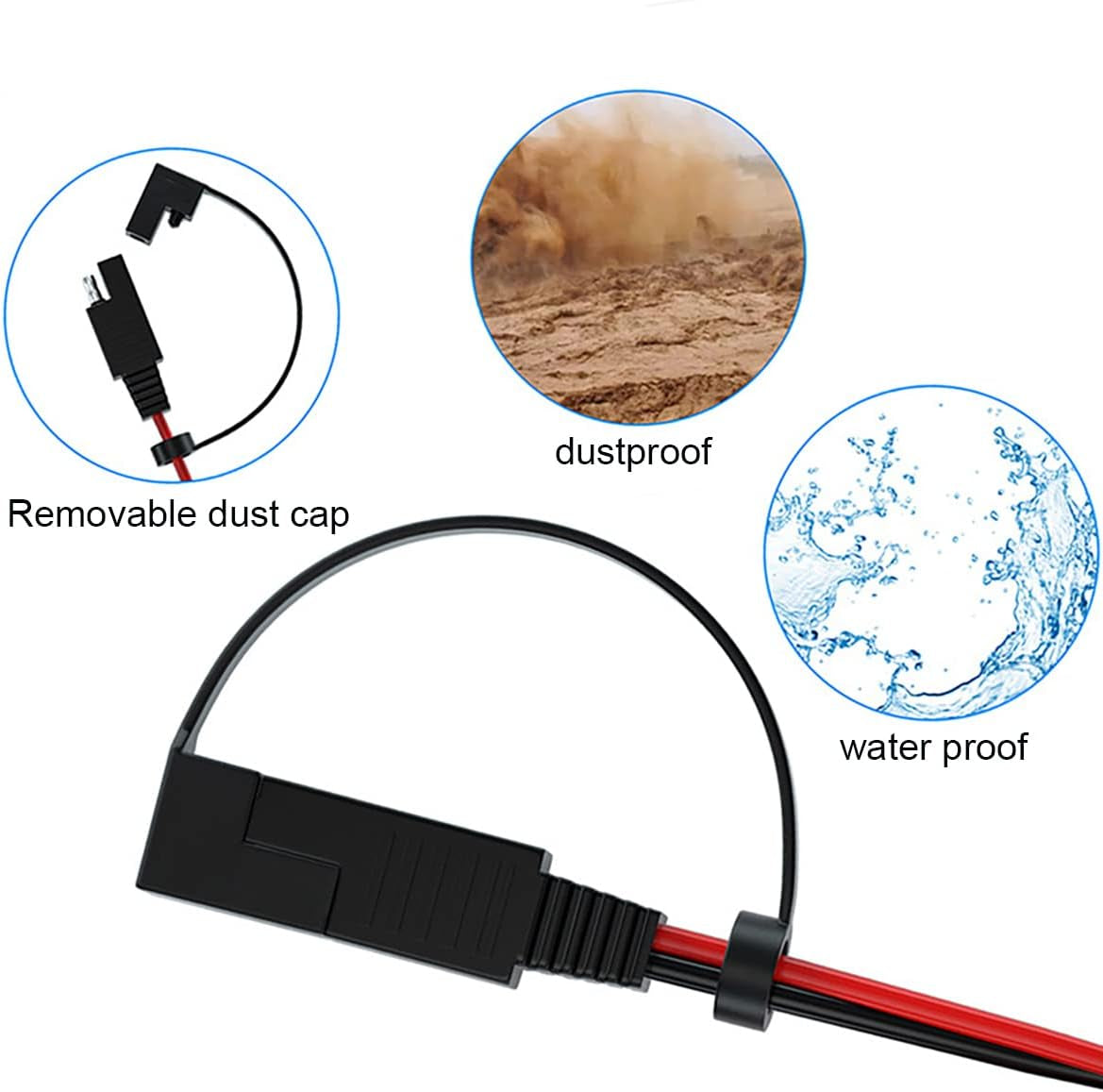 Liwinting SAE Y Splitter 1 a 2 Cable De Extensión SAE Cable De Extensión SAE Cable Fotovoltaico De Célula Solar Cable De Extensión Macho a Hembra Bullet SAE One Point Two 14AWG 60Cm