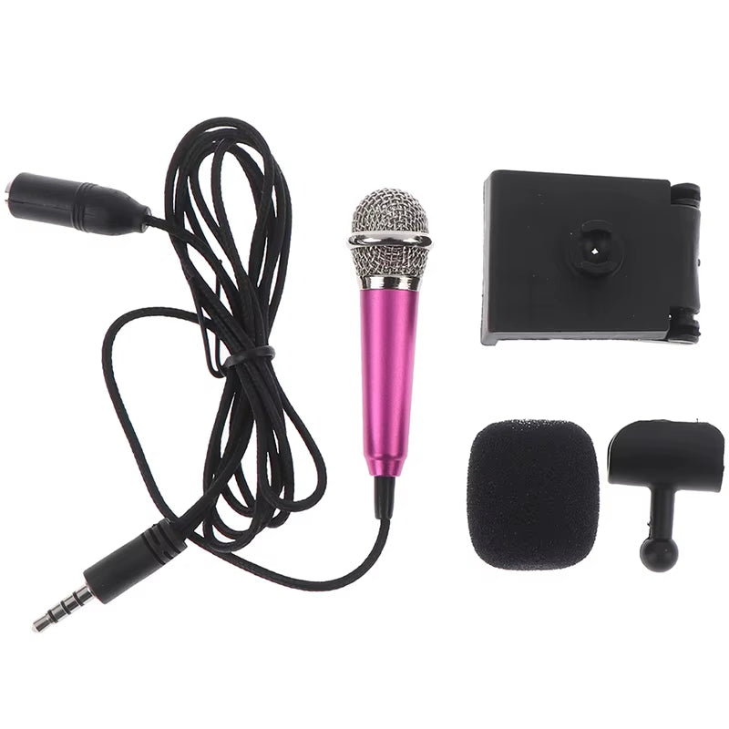 Portable 3.5Mm Stereo Studio Mic KTV Karaoke Mini Microphone for Cell Phone PC Mic Size: App.5.5Cm*1.8Cm