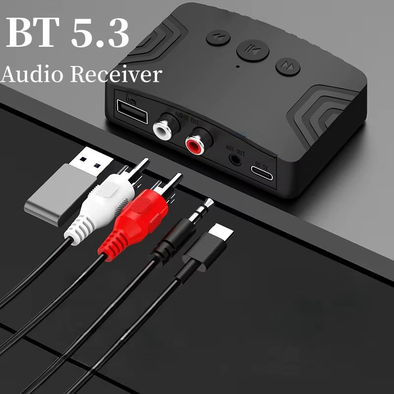 Bluetooth 5.3 Audio Receiver Wireless Audio Adapter Type C with AUX 3.5Mm RCA Optical Jack Support U-Disk for TV PC Speakers Car