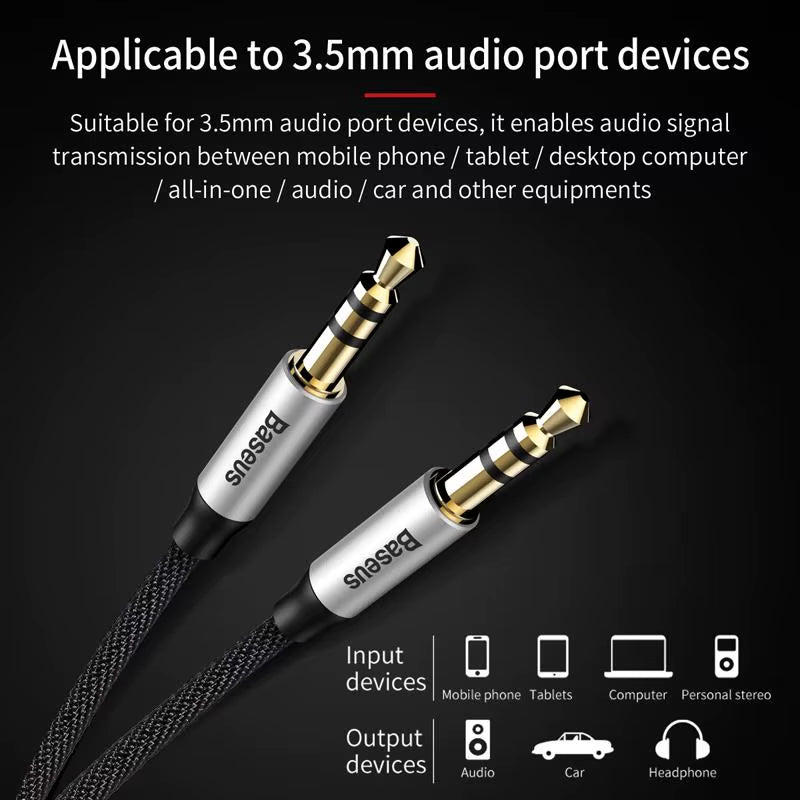 3.5Mm Jack Audio Cable Jack 3.5 Mm Male to Male Audio Aux Cable for Samsung S10 Car Headphone Speaker Wire Line Aux Cord